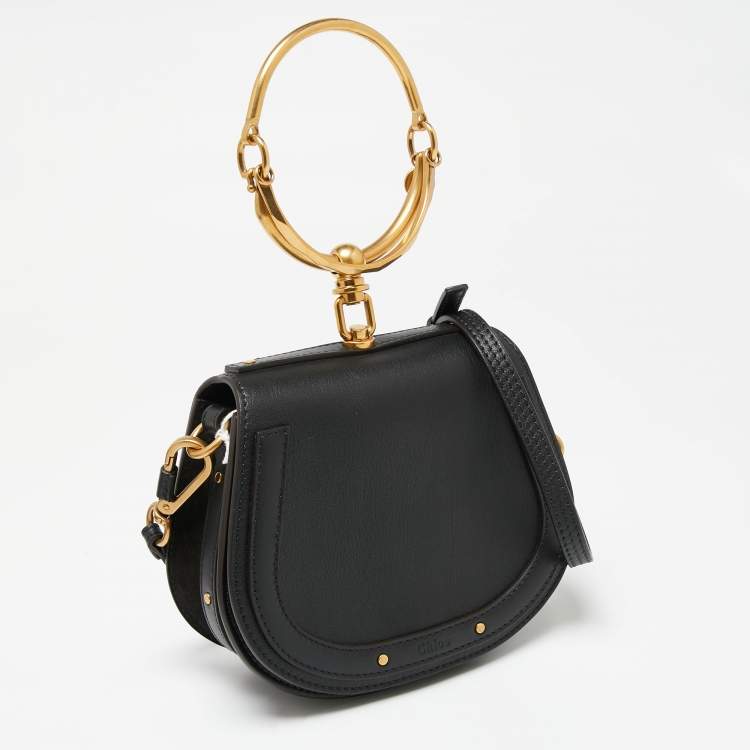 Pre Owned Chloé Black Leather and Suede Small Nile Bracelet Shoulder Bag