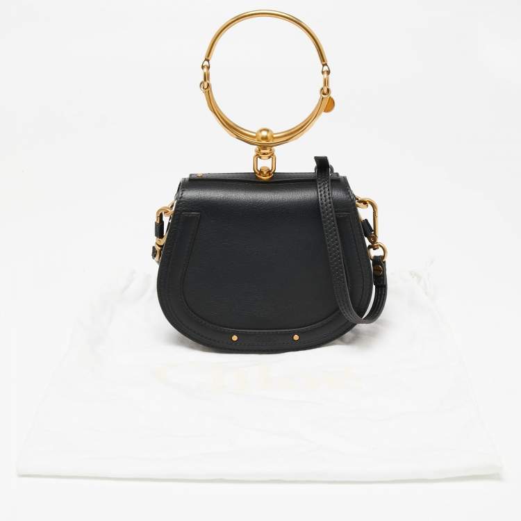 Pre Owned Chloé Black Leather and Suede Small Nile Bracelet Shoulder Bag