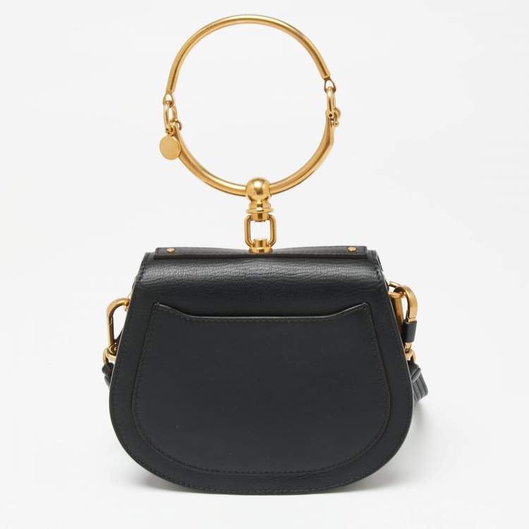 Pre Owned Chloé Black Leather and Suede Small Nile Bracelet Shoulder Bag