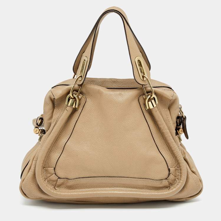 Pre Owned Chloe Beige Leather Medium Paraty Satchel