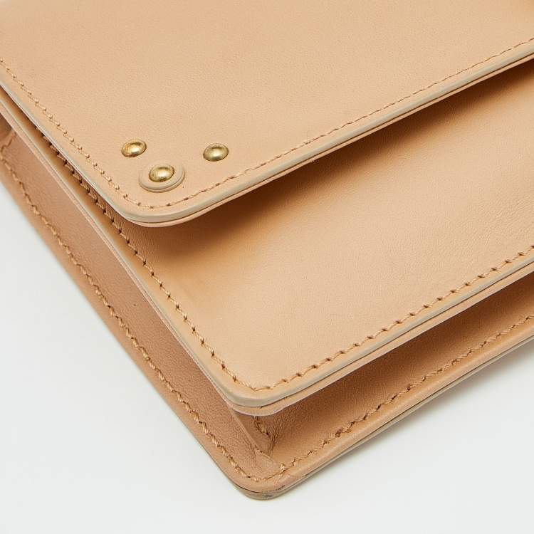 Pre Owned Chloe Beige Leather Aurore Wallet on Chain