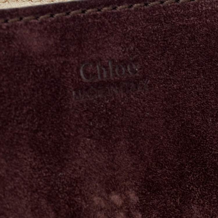 Pre Owned Chloe Dark Burgundy Suede and Leather Medium Drew Shoulder Bag