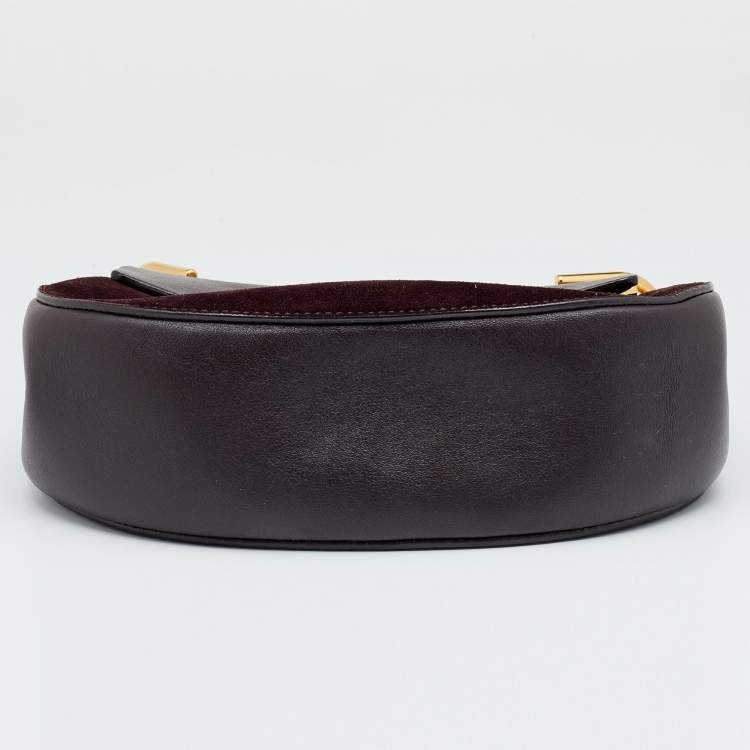 Pre Owned Chloe Dark Burgundy Suede and Leather Medium Drew Shoulder Bag