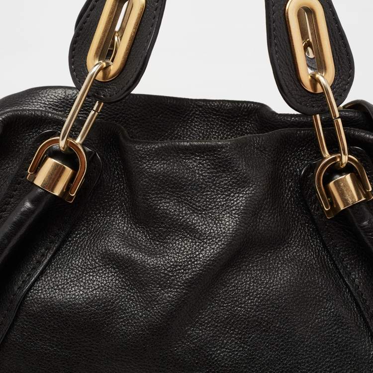 Pre Owned Chloe Black Leather Medium Paraty Satchel