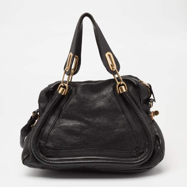 Pre Owned Chloe Black Leather Medium Paraty Satchel