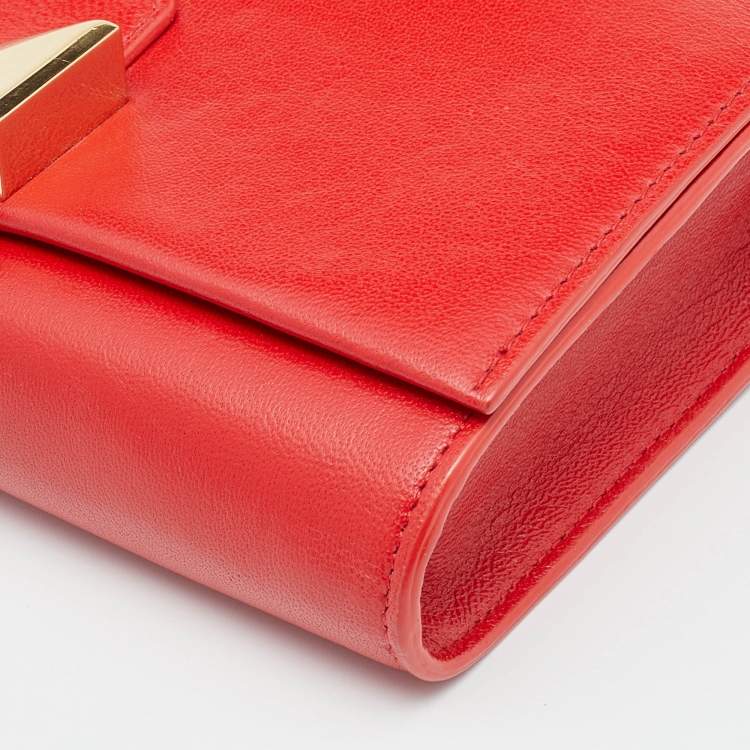 Pre Owned Chloe Red Leather Bow Chain Clutch