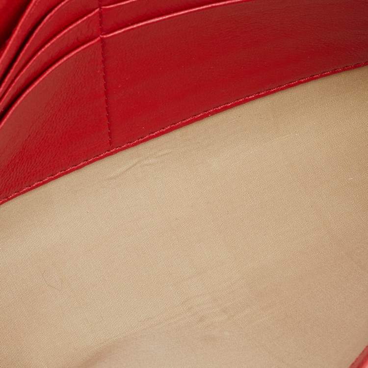 Pre Owned Chloe Red Leather Bow Chain Clutch