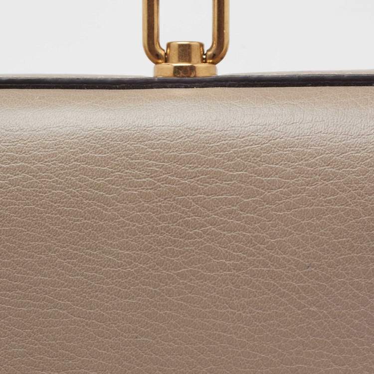 Pre Owned Chloe Khaki Beige Leather and Suede Small Nile Bracelet Shoulder Bag
