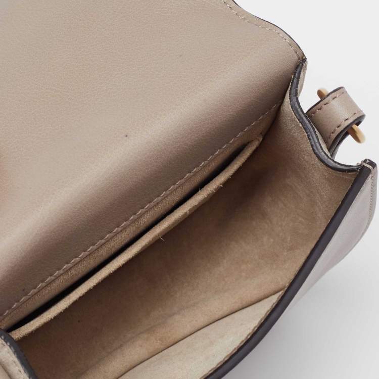 Pre Owned Chloe Khaki Beige Leather and Suede Small Nile Bracelet Shoulder Bag