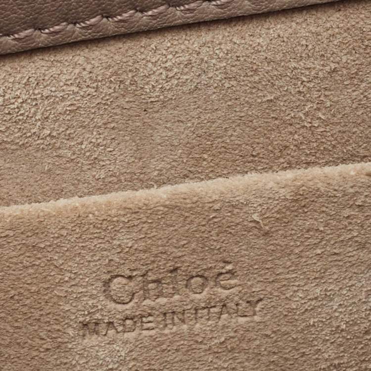 Pre Owned Chloe Khaki Beige Leather and Suede Small Nile Bracelet Shoulder Bag
