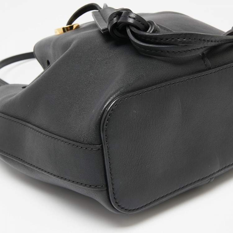 Pre Owned Chloe Black Leather Gala Drawstring Bucket Bag
