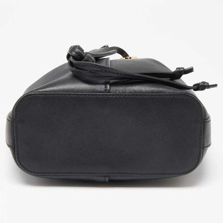 Pre Owned Chloe Black Leather Gala Drawstring Bucket Bag