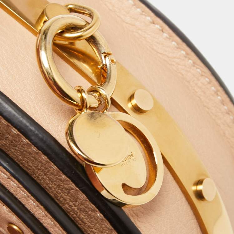 Pre Owned Chloe Beige Leather Small Nile Bracelet Minaudiere Crossbody Bag