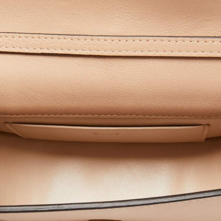 Pre Owned Chloe Beige Leather Small Nile Bracelet Minaudiere Crossbody Bag