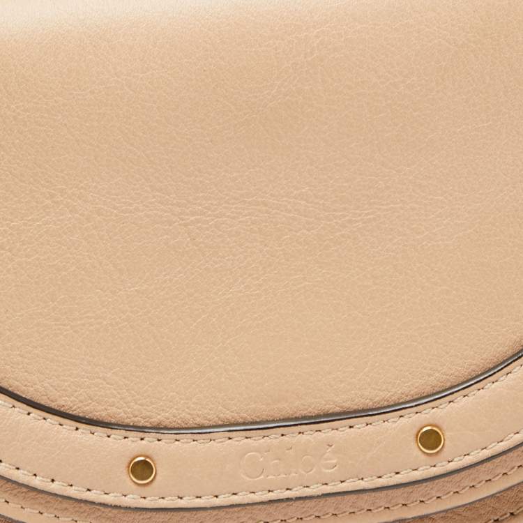 Pre Owned Chloe Beige Leather Small Nile Bracelet Minaudiere Crossbody Bag