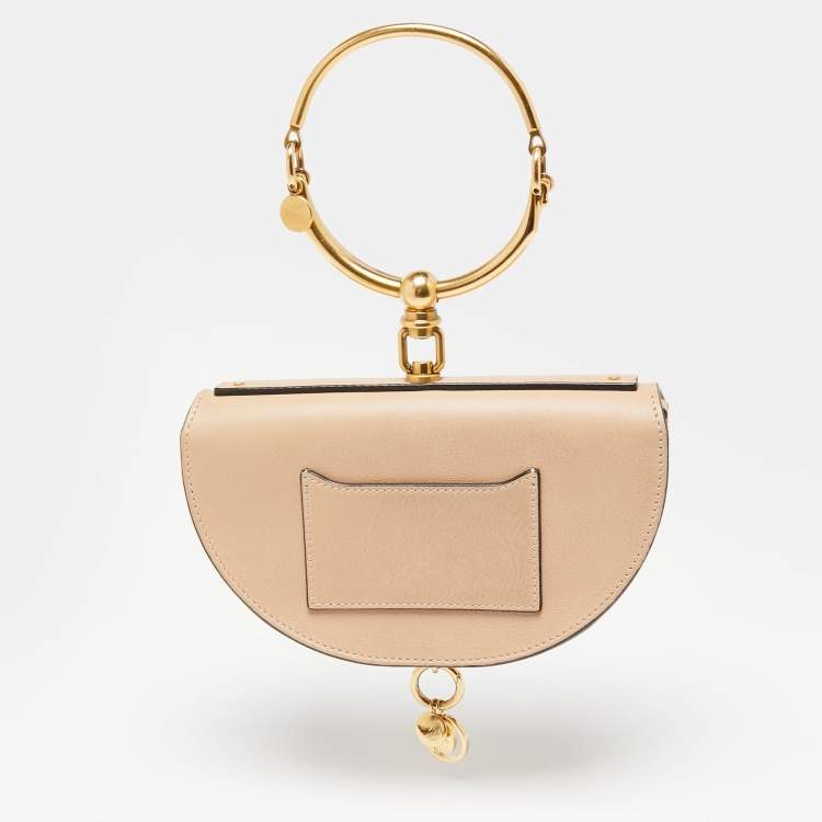 Pre Owned Chloe Beige Leather Small Nile Bracelet Minaudiere Crossbody Bag