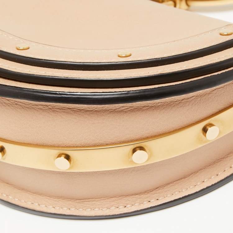 Pre Owned Chloe Beige Leather Small Nile Bracelet Minaudiere Crossbody Bag