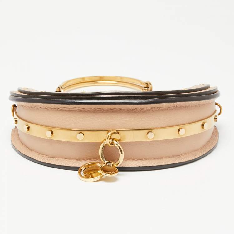 Pre Owned Chloe Beige Leather Small Nile Bracelet Minaudiere Crossbody Bag