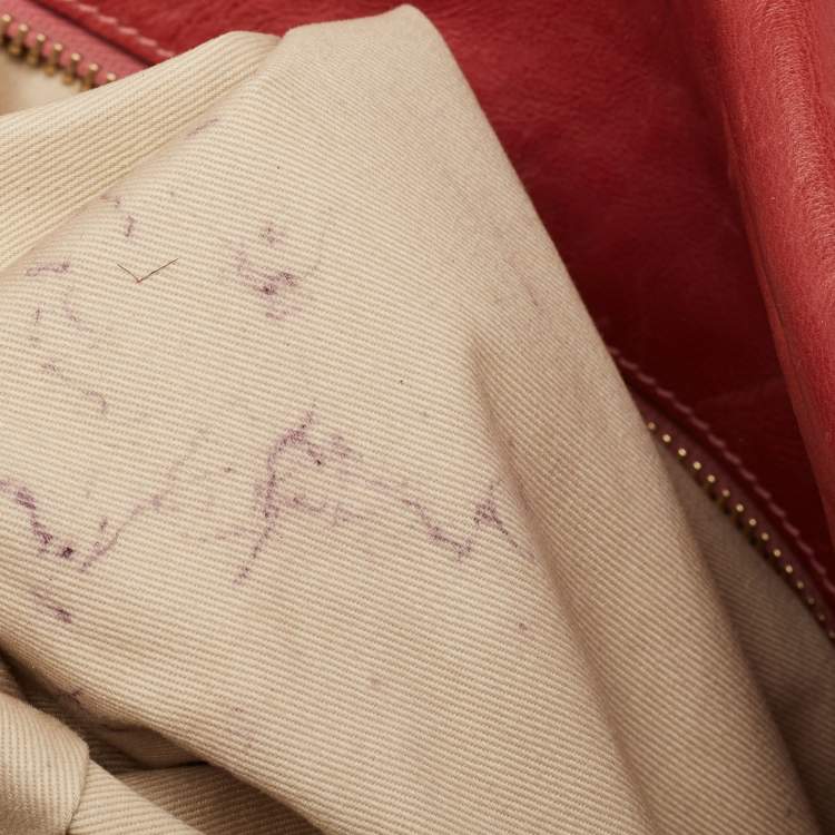 Pre Owned Chloe Brick Red Leather Medium Paraty Shoulder Bag