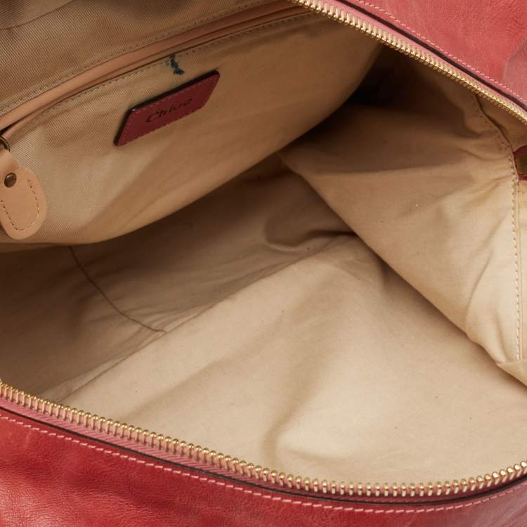 Pre Owned Chloe Brick Red Leather Medium Paraty Shoulder Bag