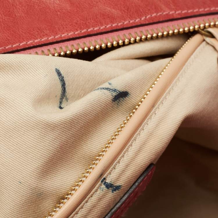 Pre Owned Chloe Brick Red Leather Medium Paraty Shoulder Bag