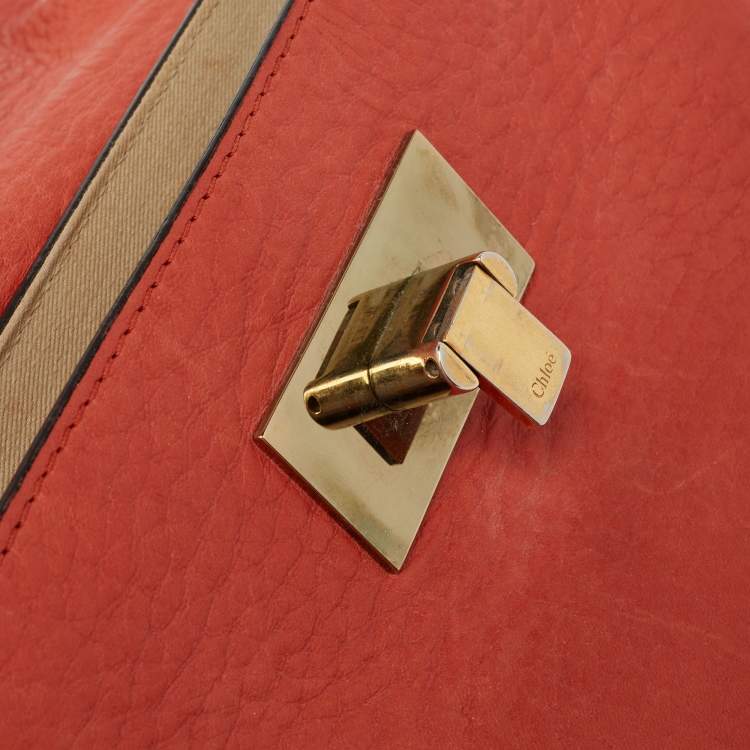 Pre Owned Chloe Burnt Orange Leather Small Sally Shoulder Bag