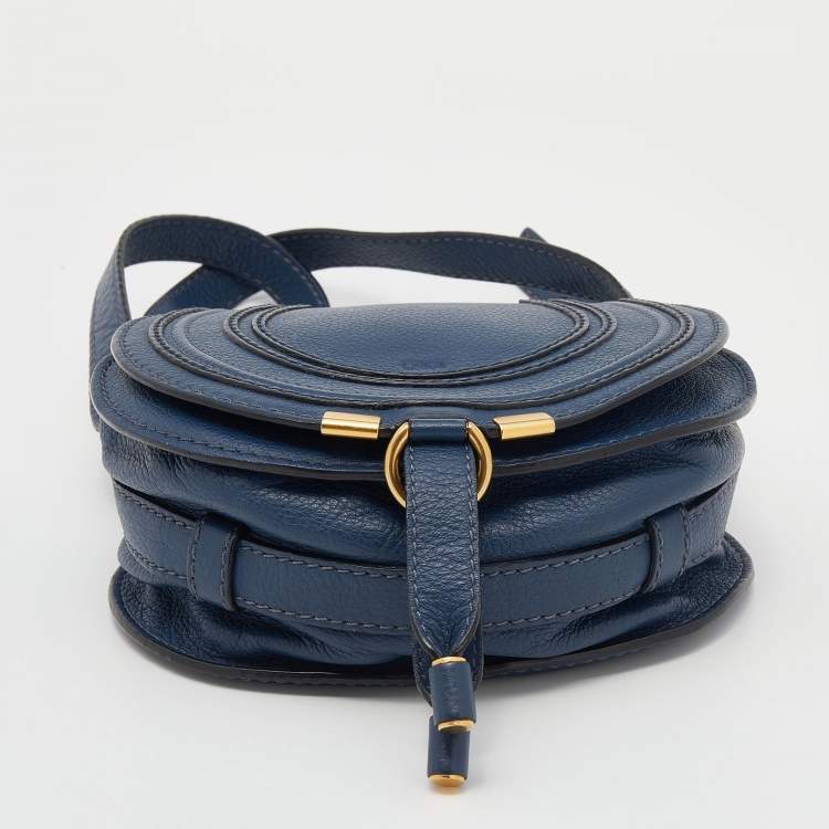 Pre Owned Chloe Blue Leather Mini Marcie Crossbody Bag
