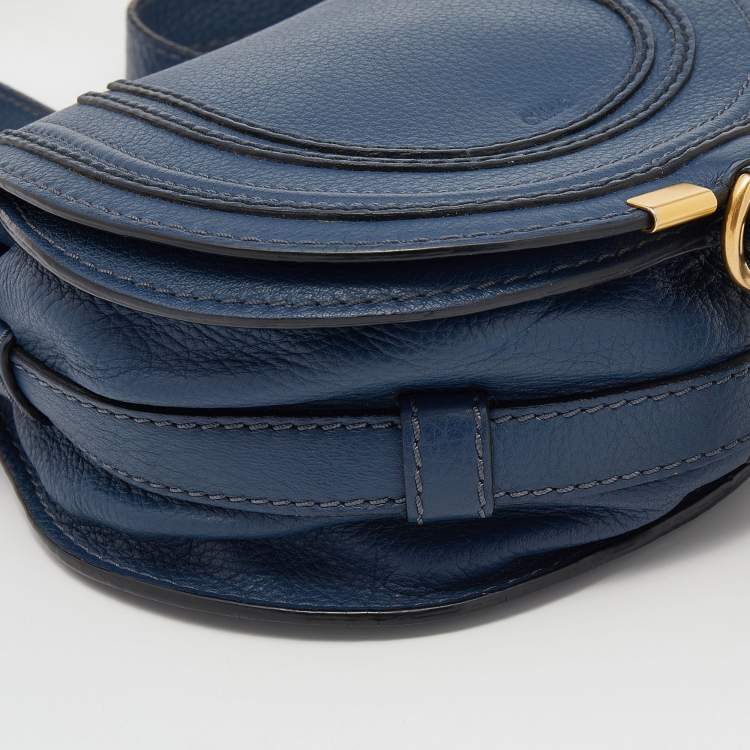 Pre Owned Chloe Blue Leather Mini Marcie Crossbody Bag