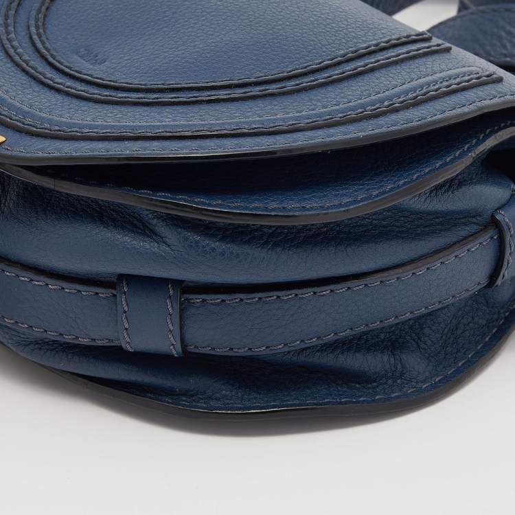 Pre Owned Chloe Blue Leather Mini Marcie Crossbody Bag