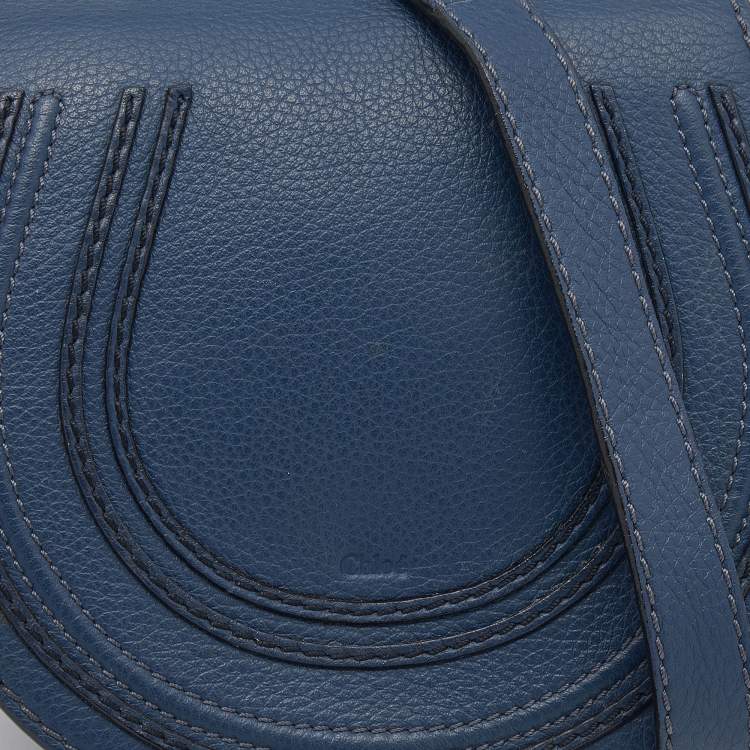 Pre Owned Chloe Blue Leather Mini Marcie Crossbody Bag