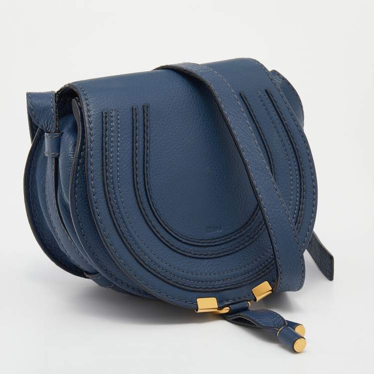 Pre Owned Chloe Blue Leather Mini Marcie Crossbody Bag