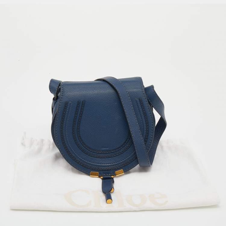 Pre Owned Chloe Blue Leather Mini Marcie Crossbody Bag