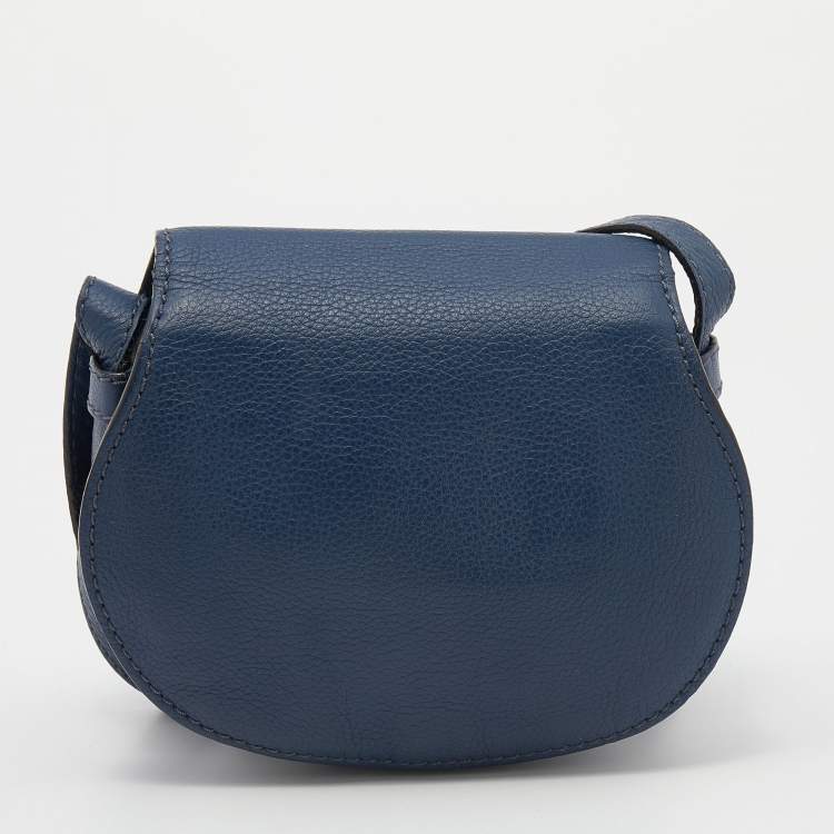 Pre Owned Chloe Blue Leather Mini Marcie Crossbody Bag