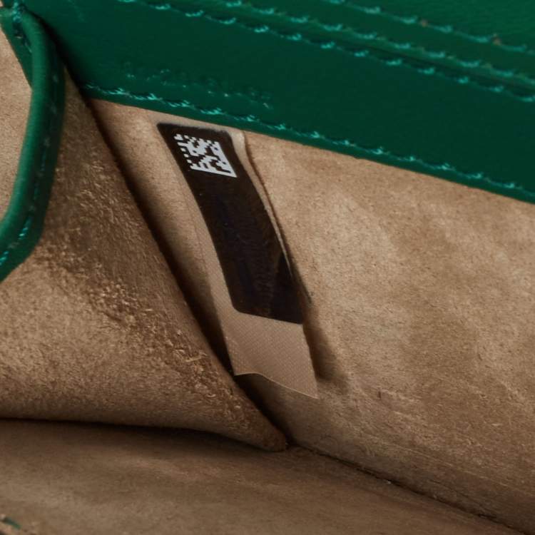 Pre Owned Chloe Green Croc Embossed Leather Mini C Vanity Shoulder Bag