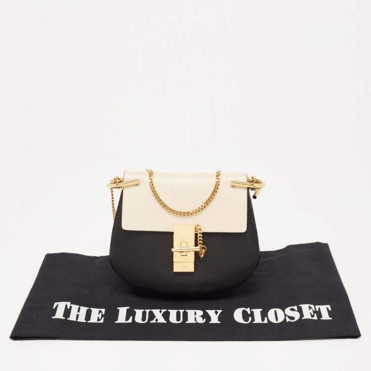 Pre Owned Chloe Black/Beige Leather Small Drew Shoulder Bag