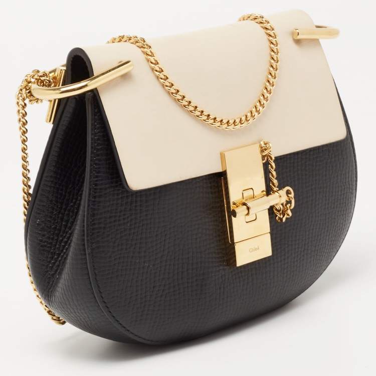 Pre Owned Chloe Black/Beige Leather Small Drew Shoulder Bag