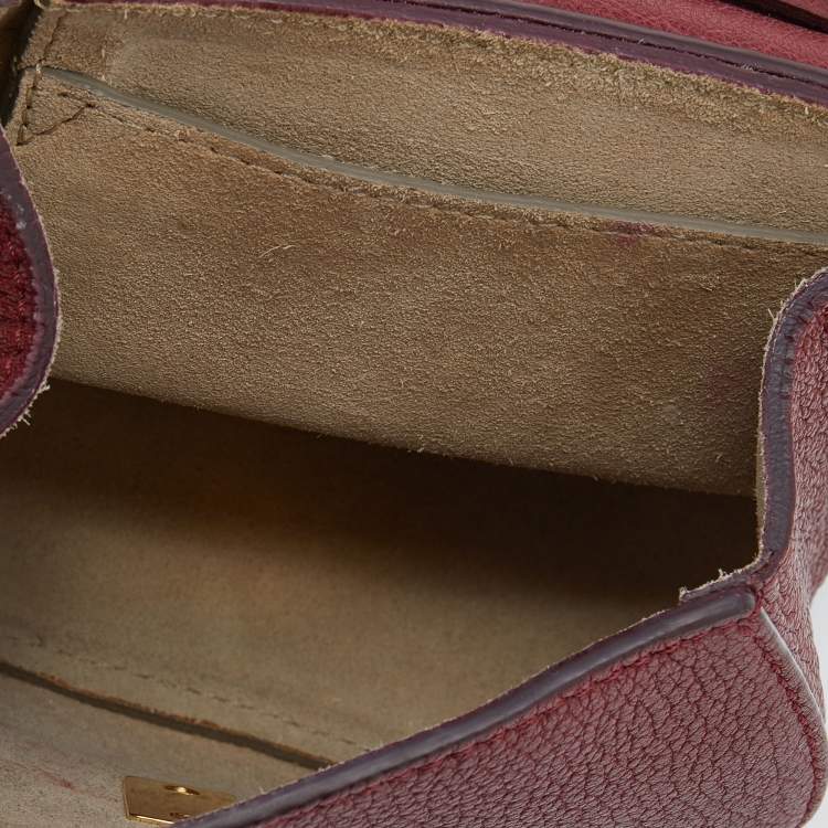 Pre Owned Chloe Burgundy Leather Nano Drew Shoulder Bag