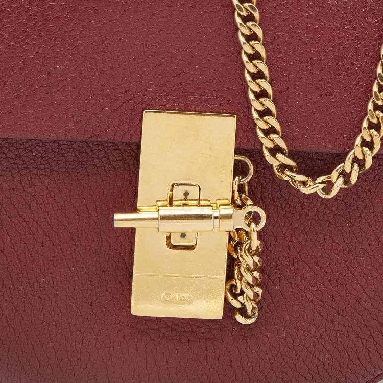 Pre Owned Chloe Burgundy Leather Nano Drew Shoulder Bag