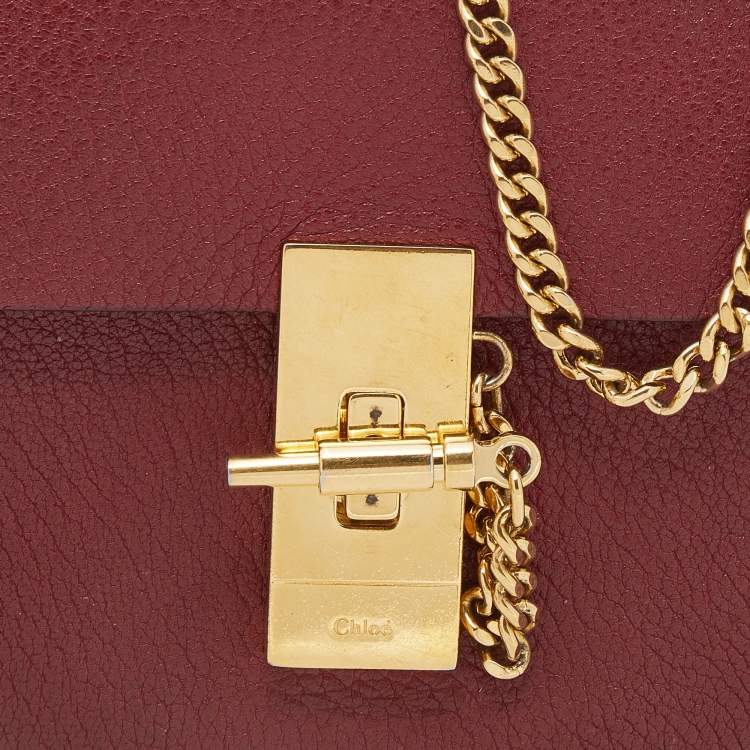 Pre Owned Chloe Burgundy Leather Nano Drew Shoulder Bag