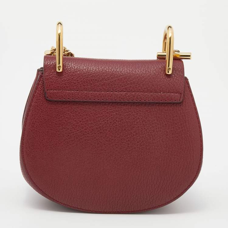 Pre Owned Chloe Burgundy Leather Nano Drew Shoulder Bag