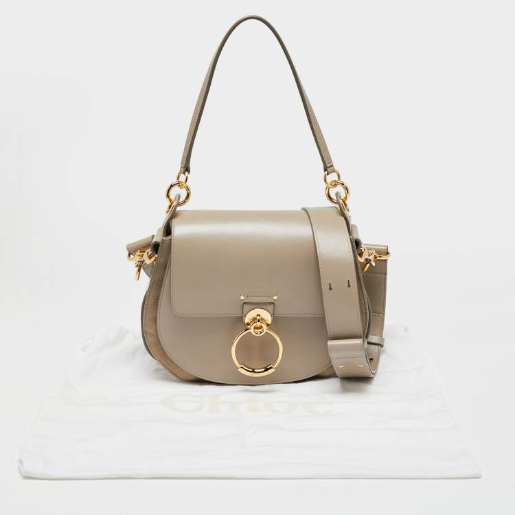 Pre Owned Chloe Grey Leather and Suede Tess Shoulder Bag