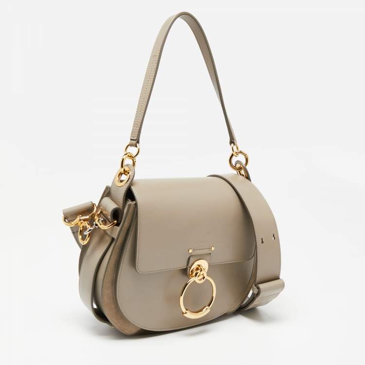 Pre Owned Chloe Grey Leather and Suede Tess Shoulder Bag