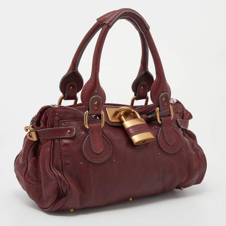 Pre Owned Chloe Crimson Red Leather Medium Paddington Satchel