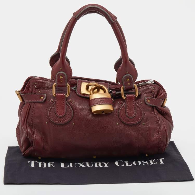 Pre Owned Chloe Crimson Red Leather Medium Paddington Satchel