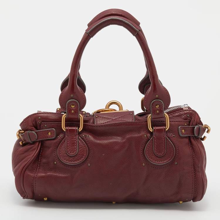 Pre Owned Chloe Crimson Red Leather Medium Paddington Satchel