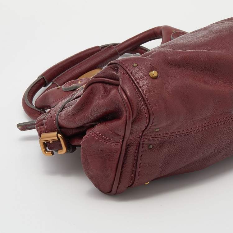 Pre Owned Chloe Crimson Red Leather Medium Paddington Satchel