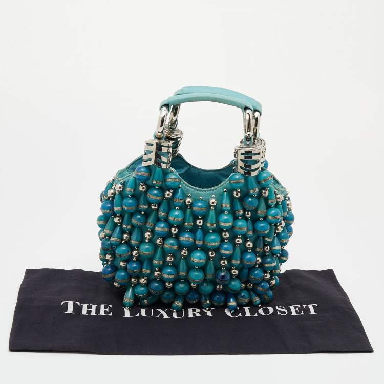 Pre Owned Chloe Blue Canvas Embellished Hobo