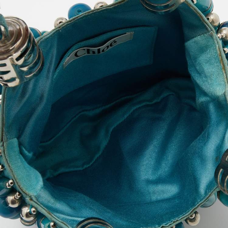 Pre Owned Chloe Blue Canvas Embellished Hobo