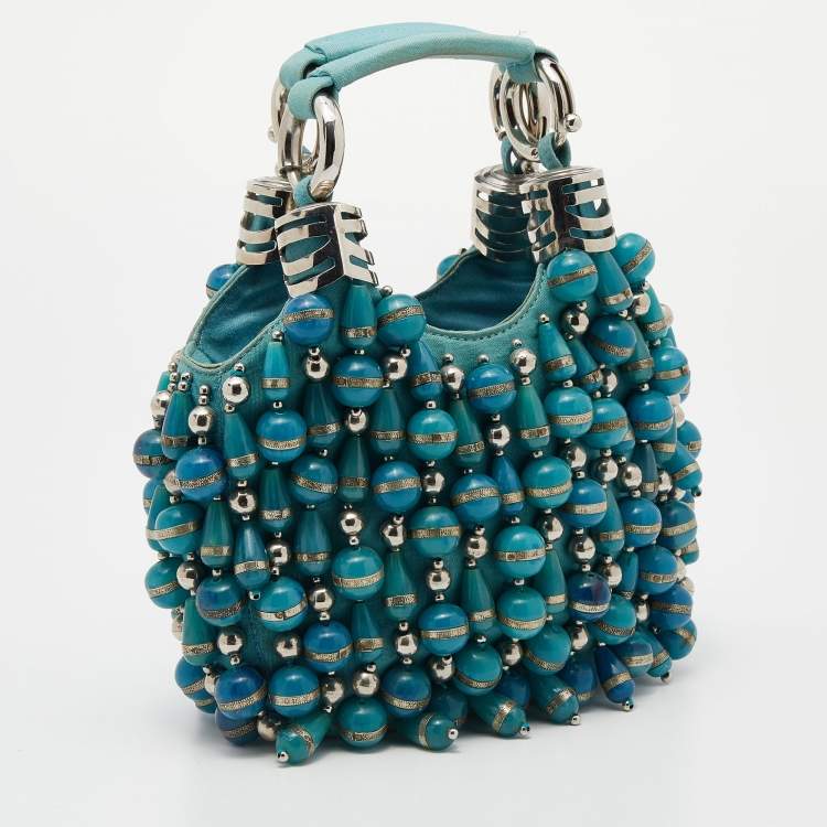 Pre Owned Chloe Blue Canvas Embellished Hobo
