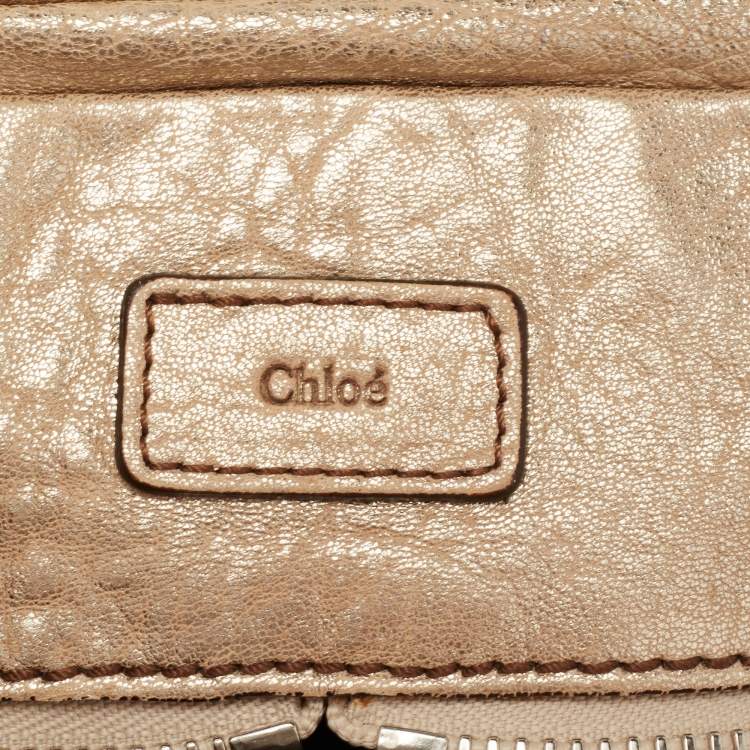 Pre Owned Chloe Metallic Gold Leather Saskia Satchel 